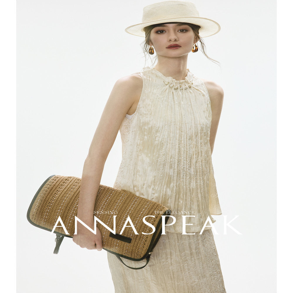 In stock ANNASPEAK Miyake Style Eastman Acetate Waterfall Fold Half Skirt Dress Slimming Four Piece Set image 146