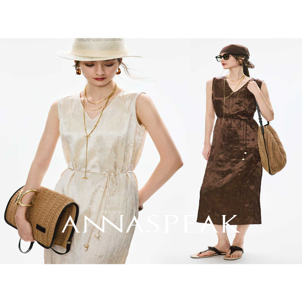 In stock ANNASPEAK Miyake Style Eastman Acetate Waterfall Fold Half Skirt Dress Slimming Four Piece Set image 147