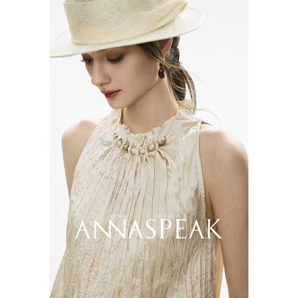 In stock ANNASPEAK Miyake Style Eastman Acetate Waterfall Fold Half Skirt Dress Slimming Four Piece Set image 17