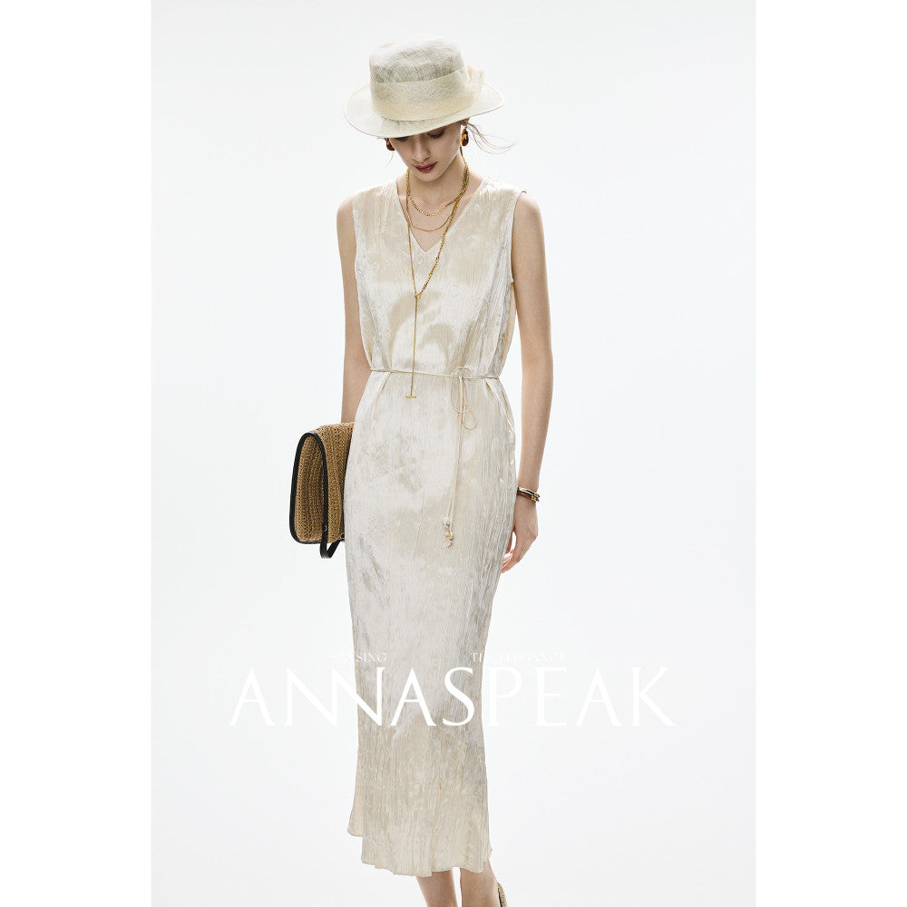 In stock ANNASPEAK Miyake Style Eastman Acetate Waterfall Fold Half Skirt Dress Slimming Four Piece Set image 31