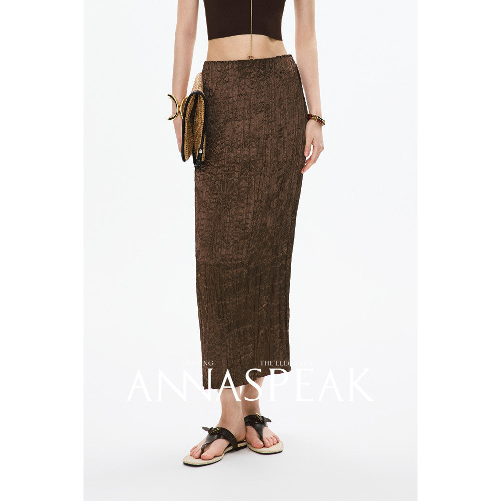 In stock ANNASPEAK Miyake Style Eastman Acetate Waterfall Fold Half Skirt Dress Slimming Four Piece Set image 57