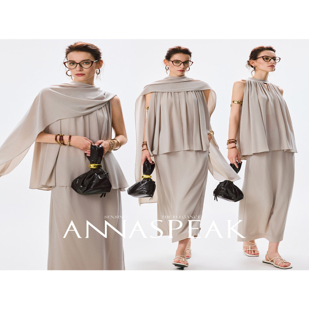 In stock ANNASPEAK versatile outfit cool feeling Eastman acetate minimalist ROW style shawl top half skirt for women image 62