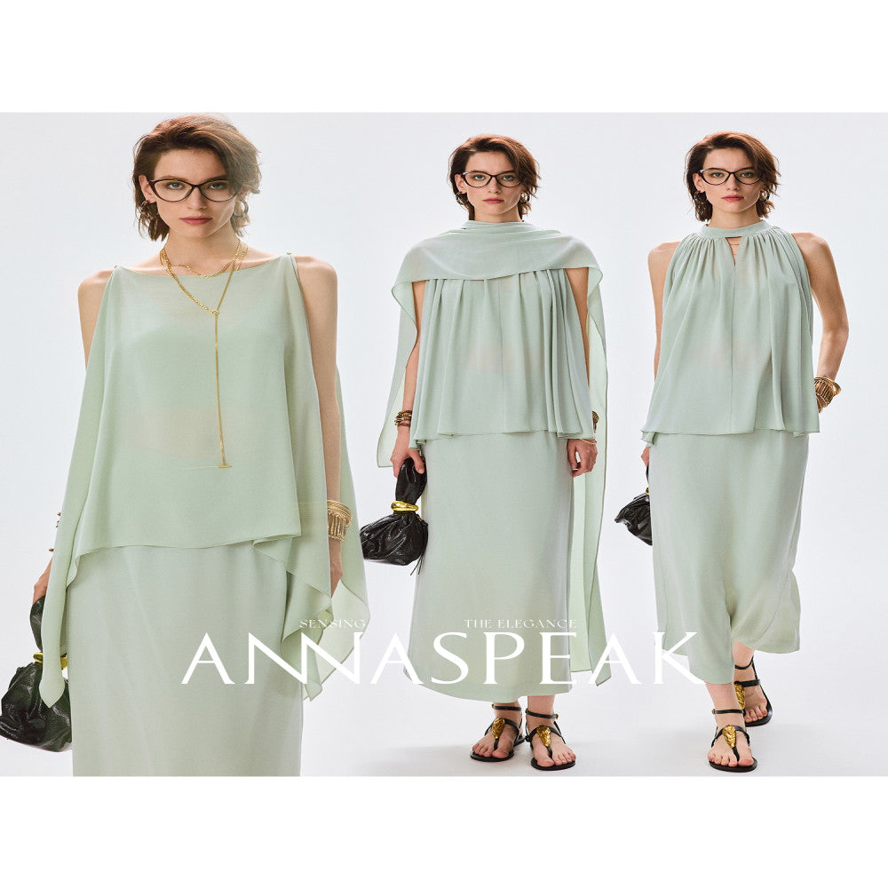 In stock ANNASPEAK versatile outfit cool feeling Eastman acetate minimalist ROW style shawl top half skirt for women image 66