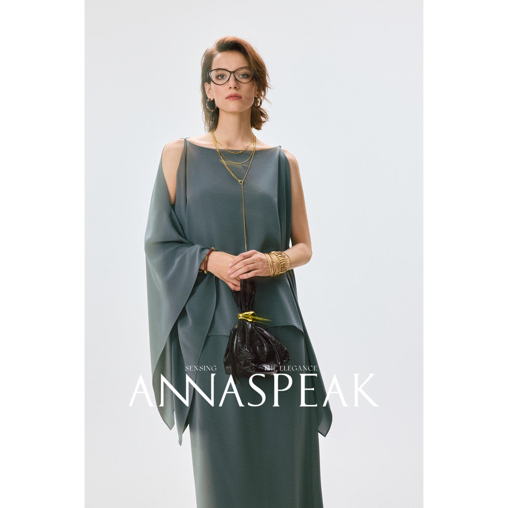 In stock ANNASPEAK versatile outfit cool feeling Eastman acetate minimalist ROW style shawl top half skirt for women image 92