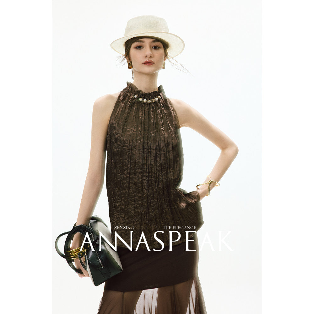 In stock ANNASPEAK Miyake Style Eastman Acetate Waterfall Fold Half Skirt Dress Slimming Four Piece Set image 76