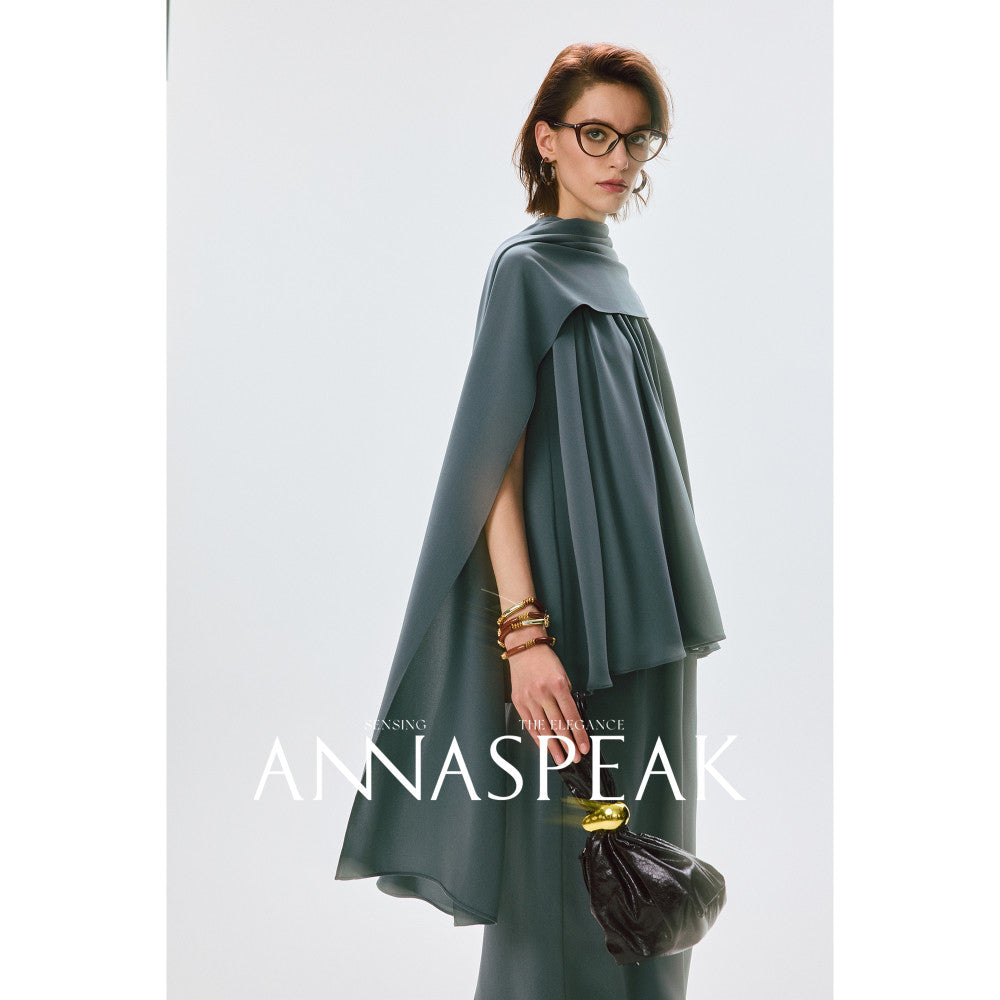 In stock ANNASPEAK versatile outfit cool feeling Eastman acetate minimalist ROW style shawl top half skirt for women image 127