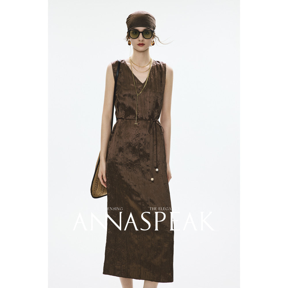 In stock ANNASPEAK Miyake Style Eastman Acetate Waterfall Fold Half Skirt Dress Slimming Four Piece Set image 93