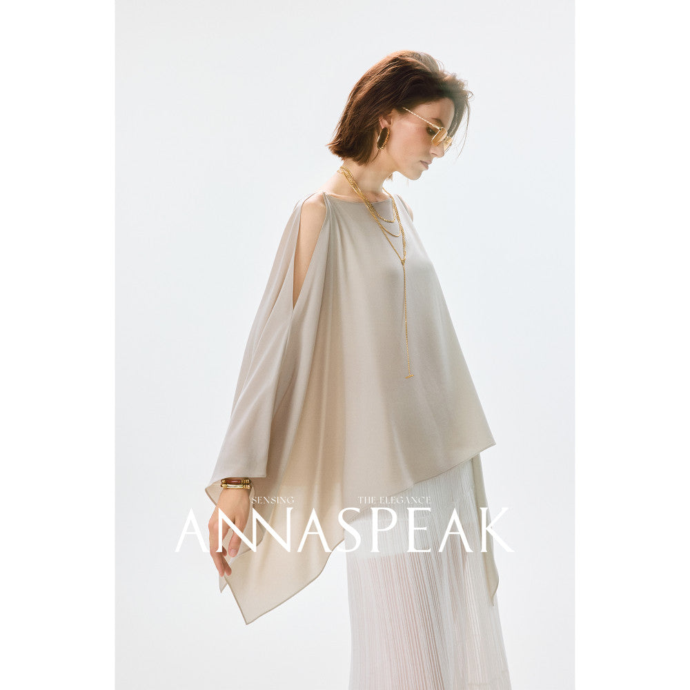 In stock ANNASPEAK versatile outfit cool feeling Eastman acetate minimalist ROW style shawl top half skirt for women image 174