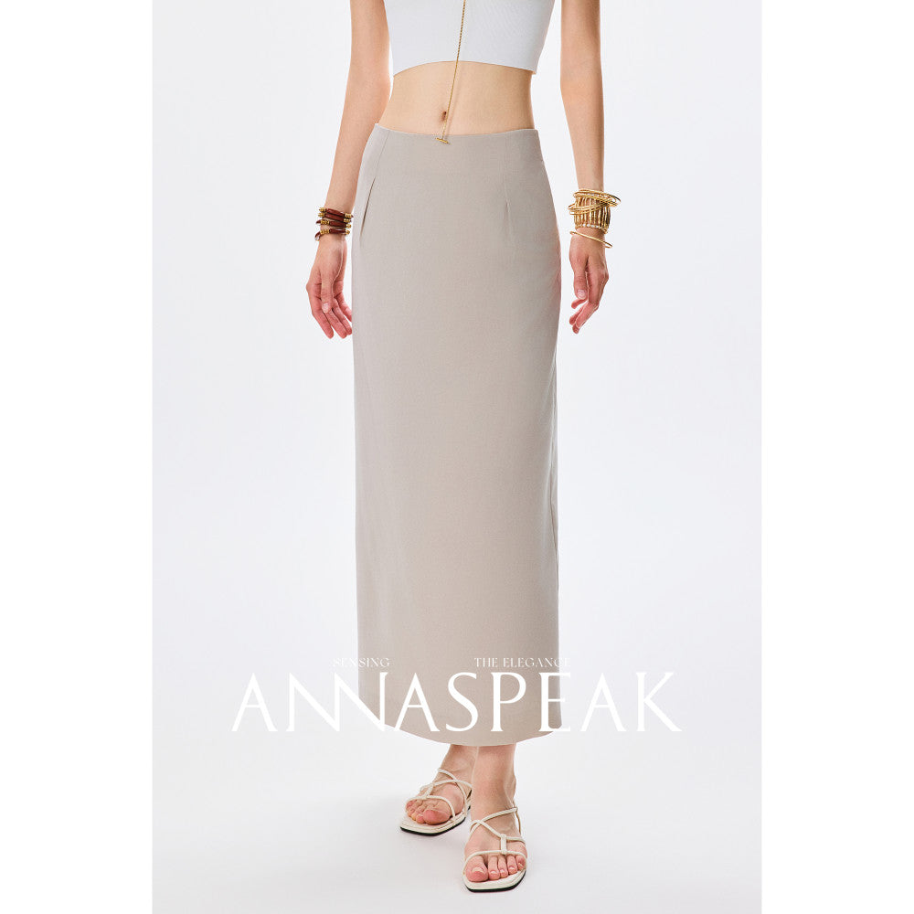 In stock ANNASPEAK versatile outfit cool feeling Eastman acetate minimalist ROW style shawl top half skirt for women image 204