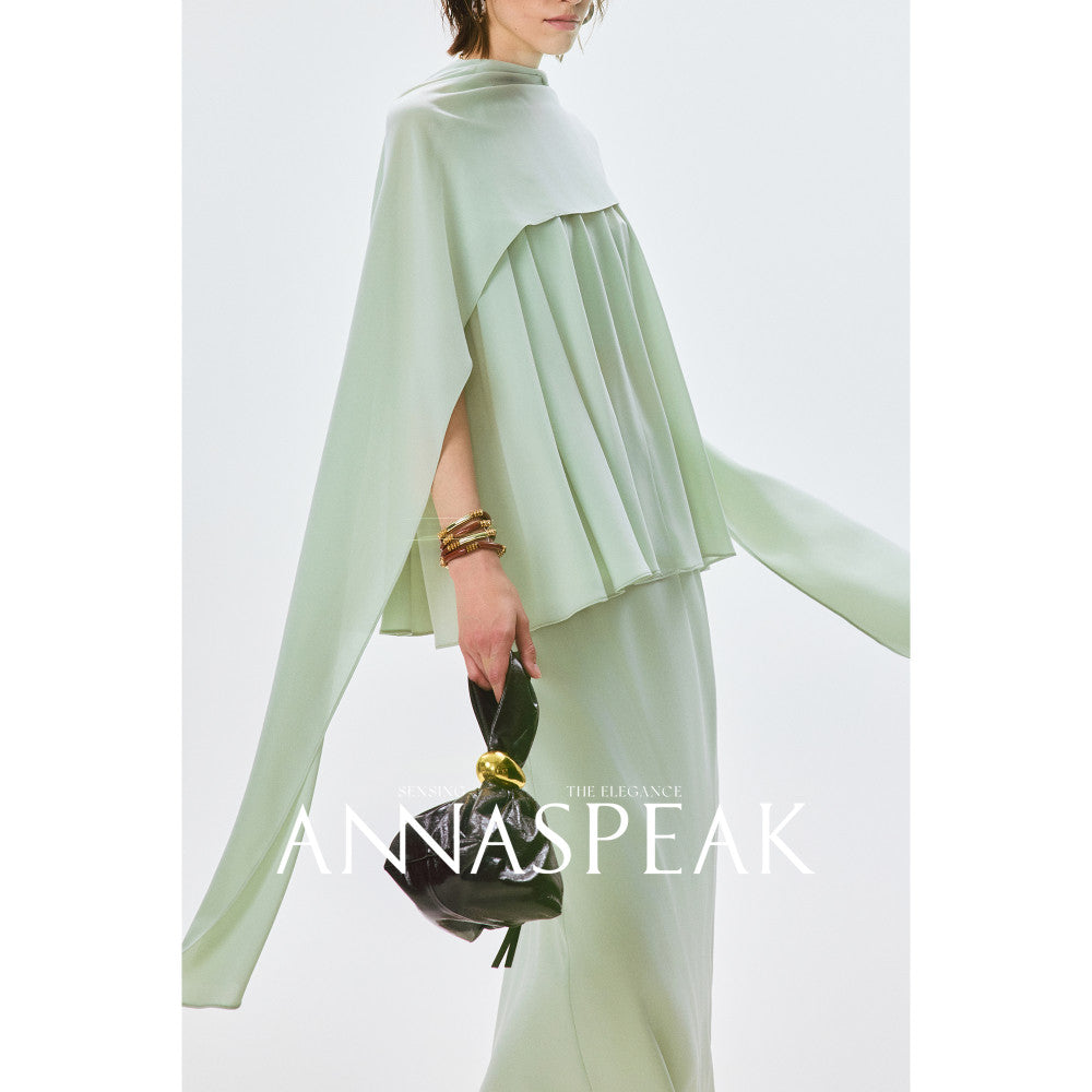 In stock ANNASPEAK versatile outfit cool feeling Eastman acetate minimalist ROW style shawl top half skirt for women image 33