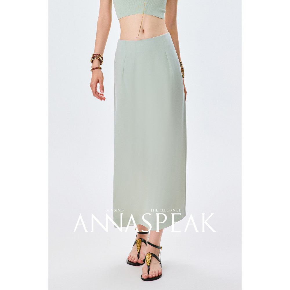 In stock ANNASPEAK versatile outfit cool feeling Eastman acetate minimalist ROW style shawl top half skirt for women image 42