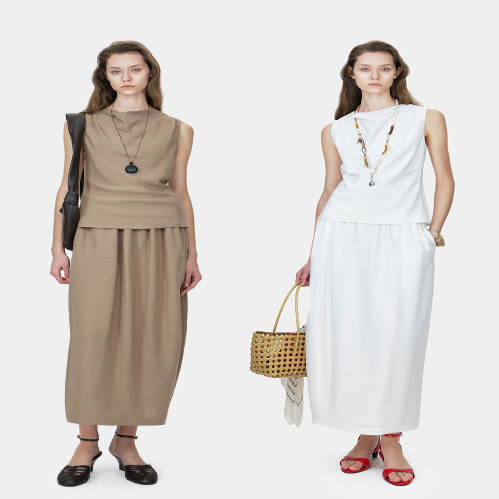 Marllen Breeze Narrative Vacation Elegant Style Pendant Swinging Neck Tank Top Flower Bud Half Skirt Set for Women Summer image 1