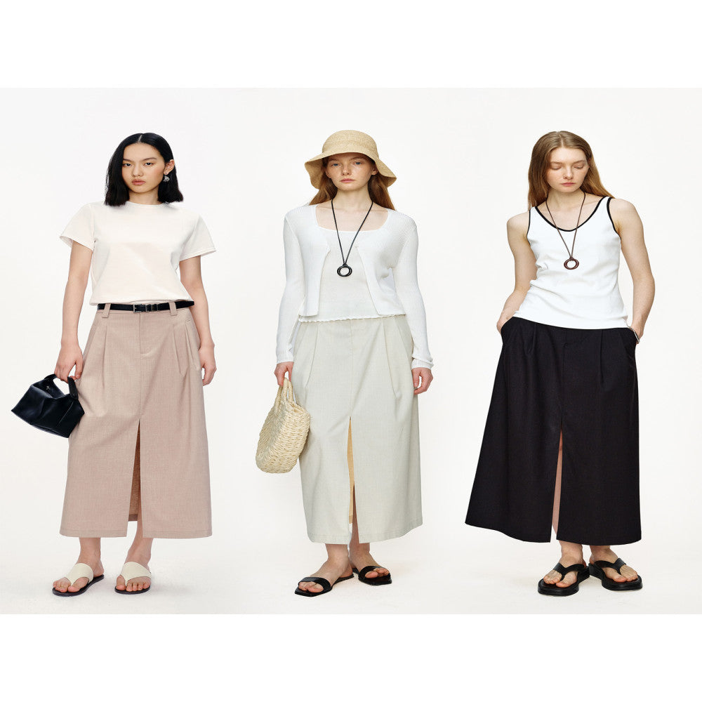 Marllen Fireworks Twilight Commuting Bamboo Knot Drawn Waist Half Skirt Set Elegant and Proper Skirt Summer image 3