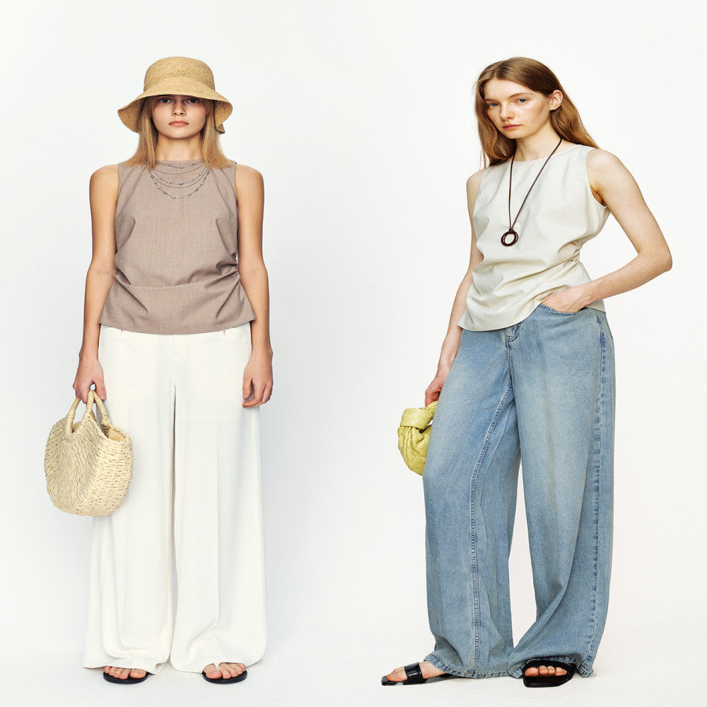 Marllen Fireworks Twilight Commuting Bamboo Knot Drawn Waist Half Skirt Set Elegant and Proper Skirt Summer image 4