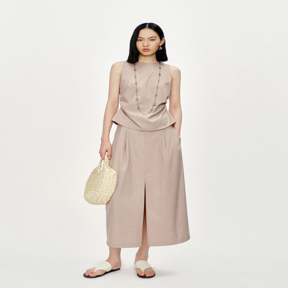 Marllen Fireworks Twilight Commuting Bamboo Knot Drawn Waist Half Skirt Set Elegant and Proper Skirt Summer image 0