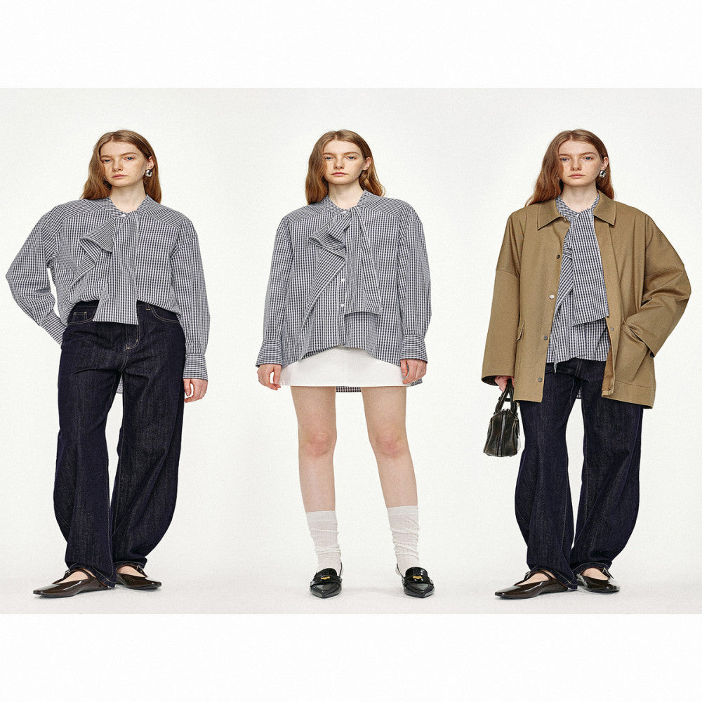 Marllen casual casual loose shirt commuting classic solid color plaid shirt top summer new women image 22