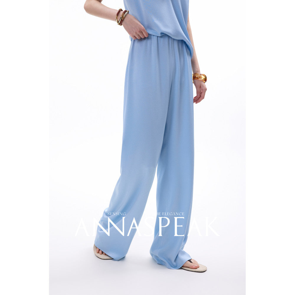 In stock ANNASPEAK front and back two in one acetate hanging collar sleeveless top wide leg air pants set image 7