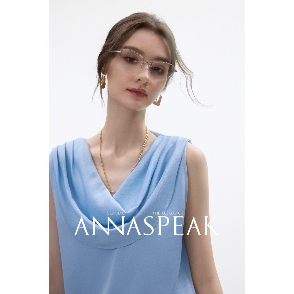 In stock ANNASPEAK front and back two in one acetate hanging collar sleeveless top wide leg air pants set image 30