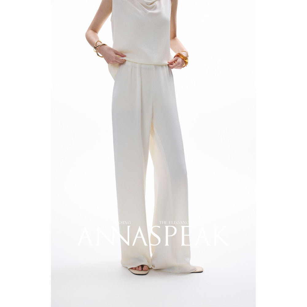 In stock ANNASPEAK front and back two in one acetate hanging collar sleeveless top wide leg air pants set image 50