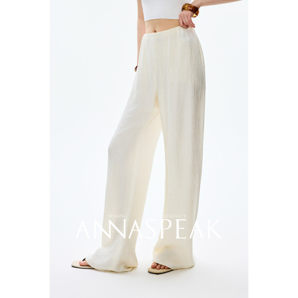 In stock ANNASPEAK lazy and casual TENCEL Lyocell collar top organ pleated suspender pants image 20