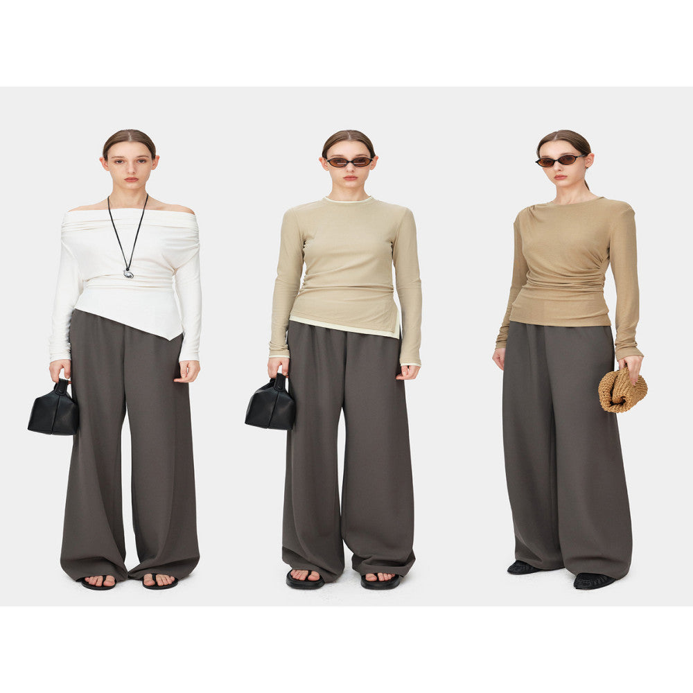 Marllen Lazy Rocket New Leisure Air Pants Elastic Waist Loose Wide Leg Pants for Women Spring and Summer image 2