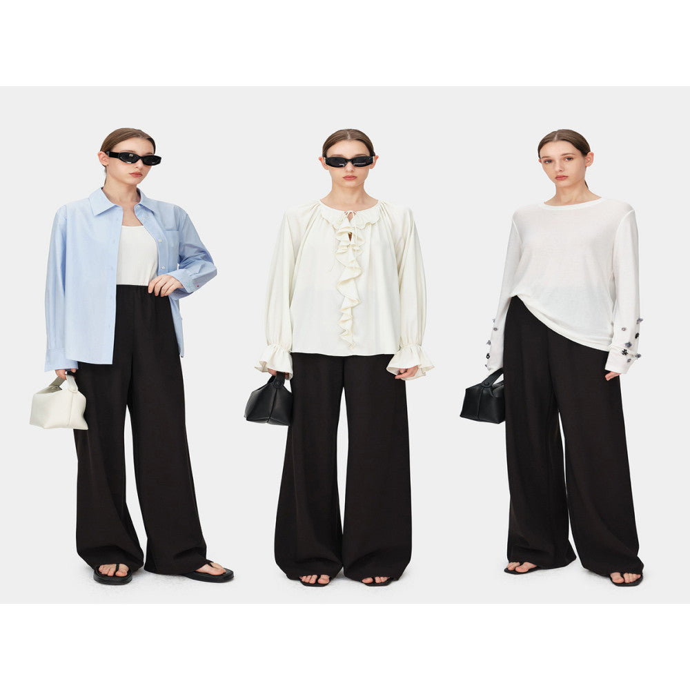 Marllen Lazy Rocket New Leisure Air Pants Elastic Waist Loose Wide Leg Pants for Women Spring and Summer image 3