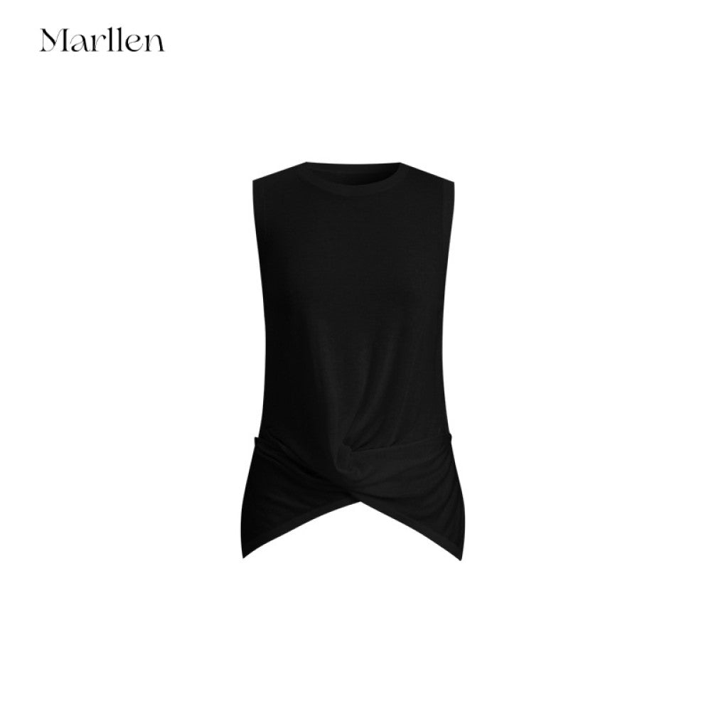Marllen spatial melody slimming skin friendly breathable acetate cashmere artistic sense cross knot vest for women image 6
