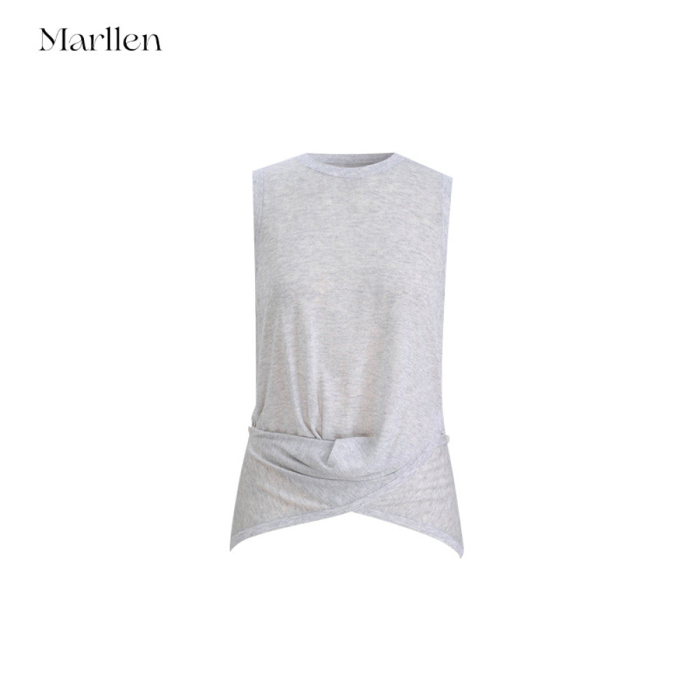 Marllen spatial melody slimming skin friendly breathable acetate cashmere artistic sense cross knot vest for women image 41