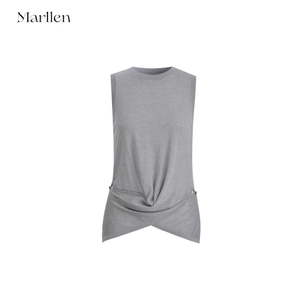 Marllen spatial melody slimming skin friendly breathable acetate cashmere artistic sense cross knot vest for women image 46