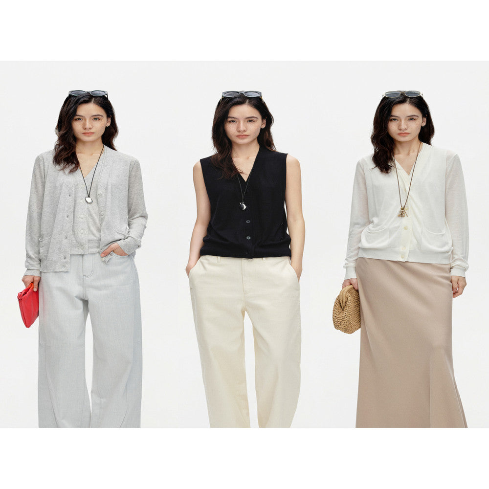 Marllen Velvet Light Vinegar Shadow Acetate Cashmere Tencel 2 68NM Double breasted V neck Cardigan Vest Set for Women image 16