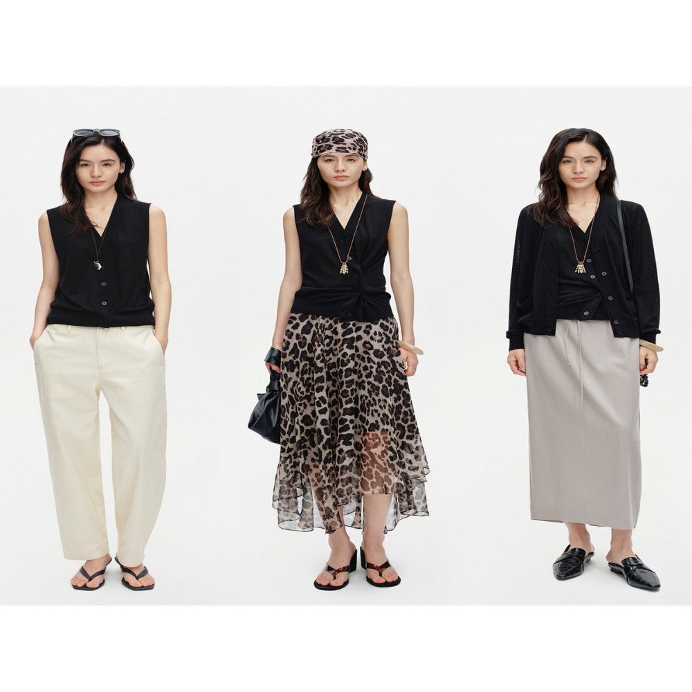 Marllen Velvet Light Vinegar Shadow Acetate Cashmere Tencel 2 68NM Double breasted V neck Cardigan Vest Set for Women image 17