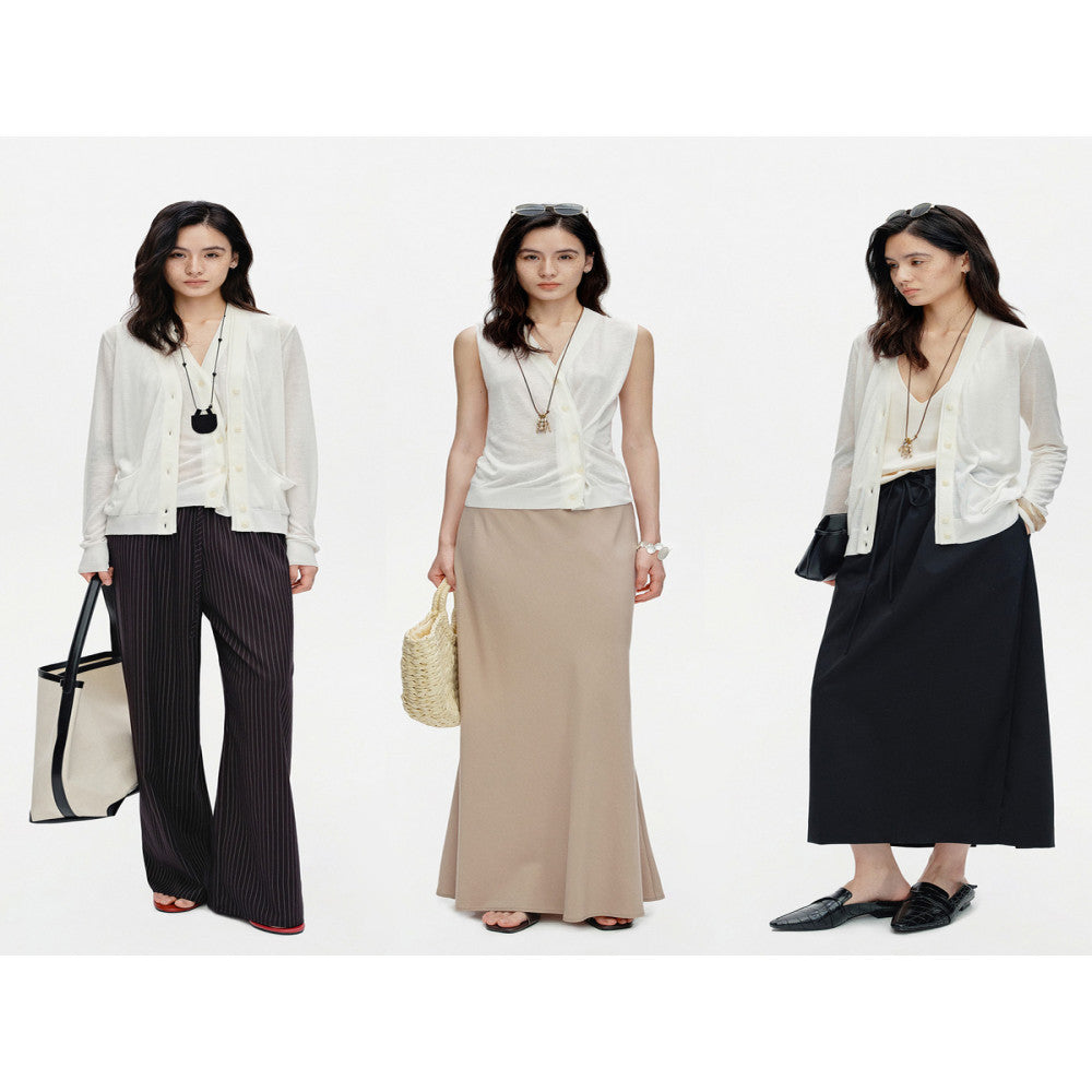 Marllen Velvet Light Vinegar Shadow Acetate Cashmere Tencel 2 68NM Double breasted V neck Cardigan Vest Set for Women image 19