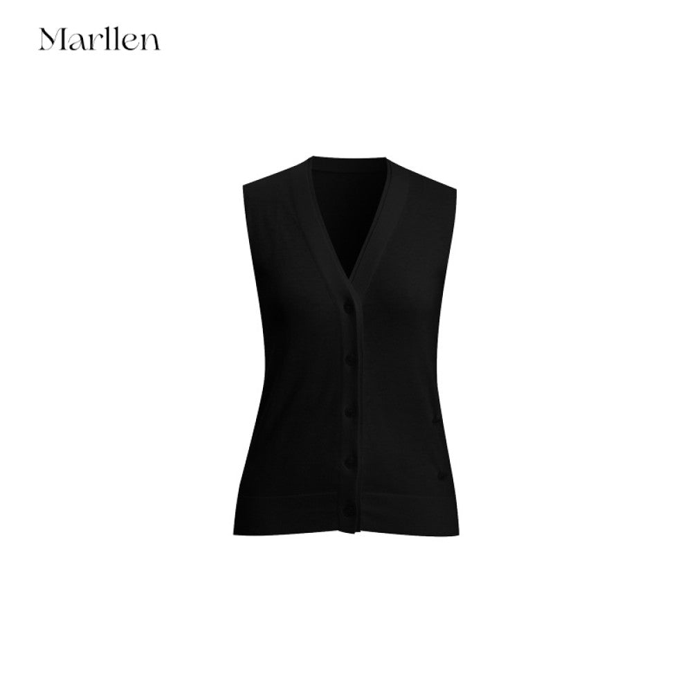 Marllen Velvet Light Vinegar Shadow Acetate Cashmere Tencel 2 68NM Double breasted V neck Cardigan Vest Set for Women image 61