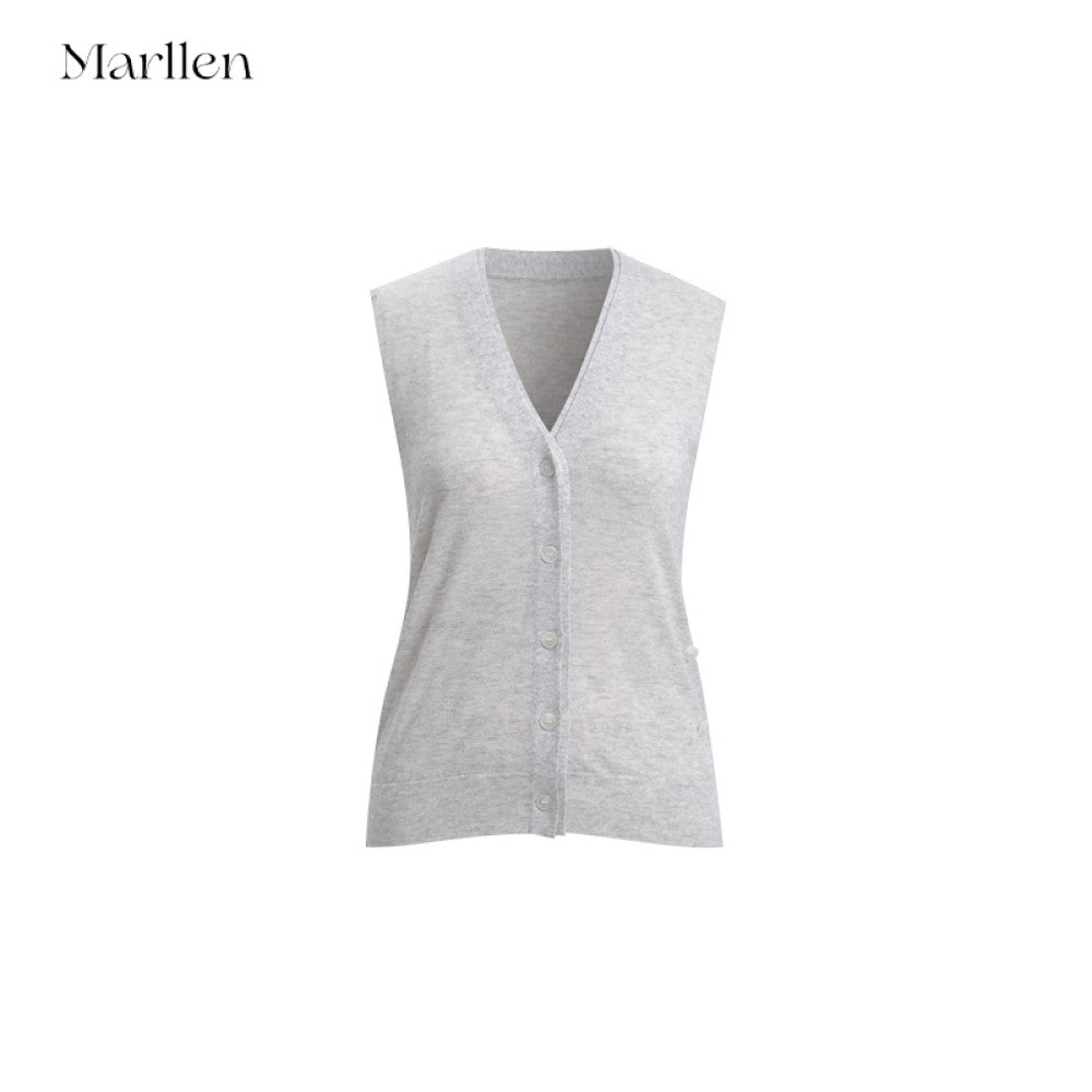 Marllen Velvet Light Vinegar Shadow Acetate Cashmere Tencel 2 68NM Double breasted V neck Cardigan Vest Set for Women image 69