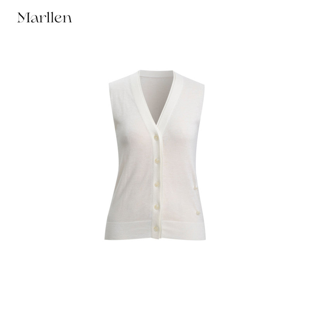 Marllen Velvet Light Vinegar Shadow Acetate Cashmere Tencel 2 68NM Double breasted V neck Cardigan Vest Set for Women image 12