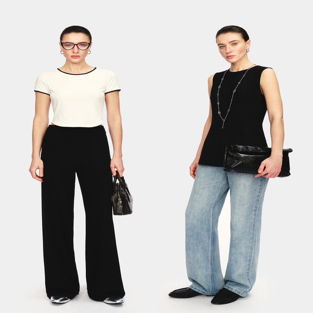 Marllen modern revealing dry skin friendly wrinkle resistant twill sleeveless waist cinched top loose wide leg pants set image 4