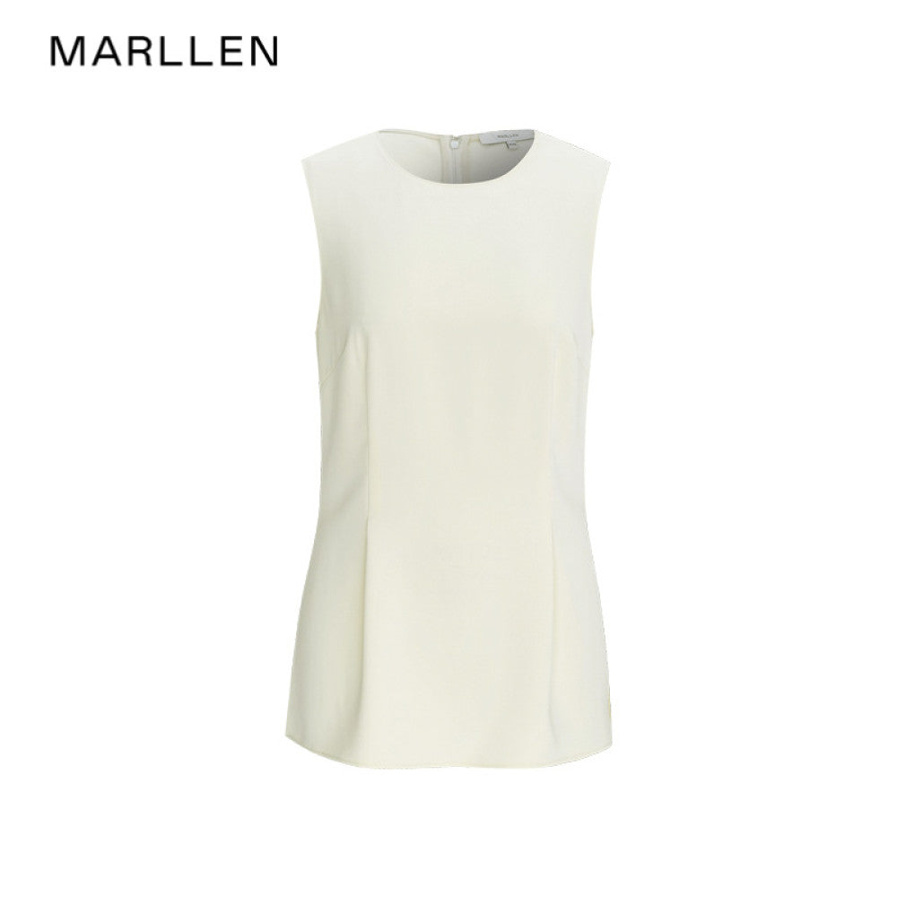 Marllen modern revealing dry skin friendly wrinkle resistant twill sleeveless waist cinched top loose wide leg pants set image 50
