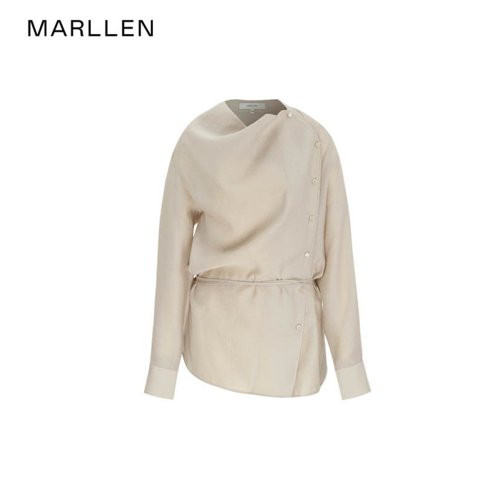 Marllen new Chinese style slightly swing collar Tencel shirt wide leg pants suit women summer image 17