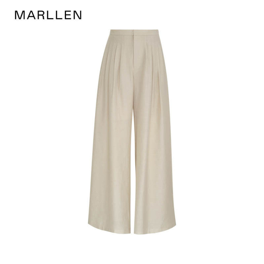 Marllen new Chinese style slightly swing collar Tencel shirt wide leg pants suit women summer image 29