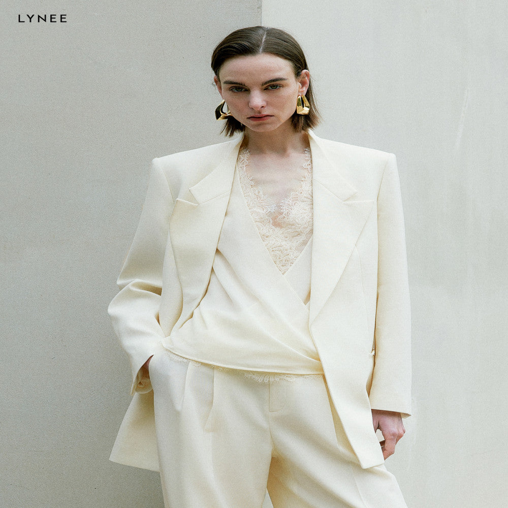 LYNEE suit with lace V neck design patchwork vest women s sleeveless versatile top autumn interior image 0