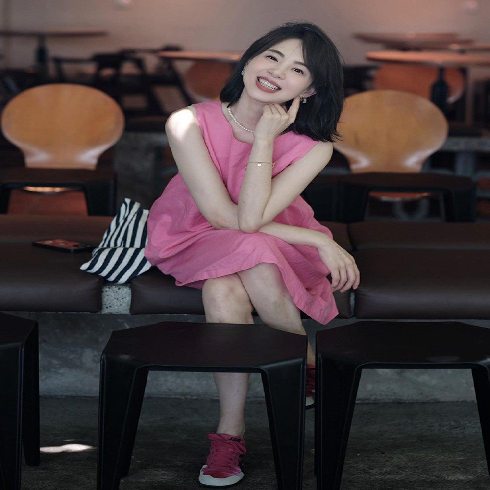 High end and slimming pink vest dress 2025 new summer style unique and beautiful dress for reducing age image 3