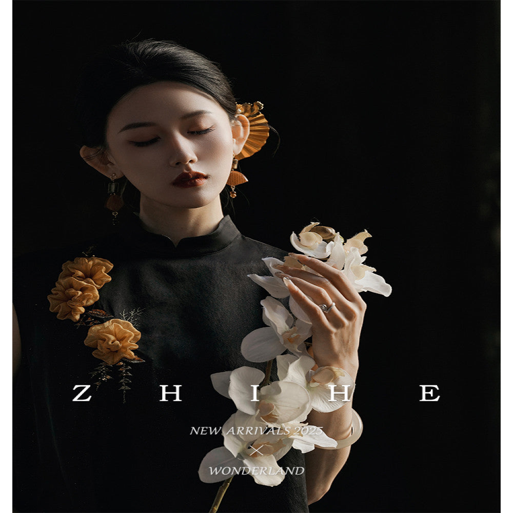 Wuyan Yihe Night Dew Floating Gold New Chinese Original Gold Thread Silk Embroidered Top Silver Silk Acetate Half Skirt image 2