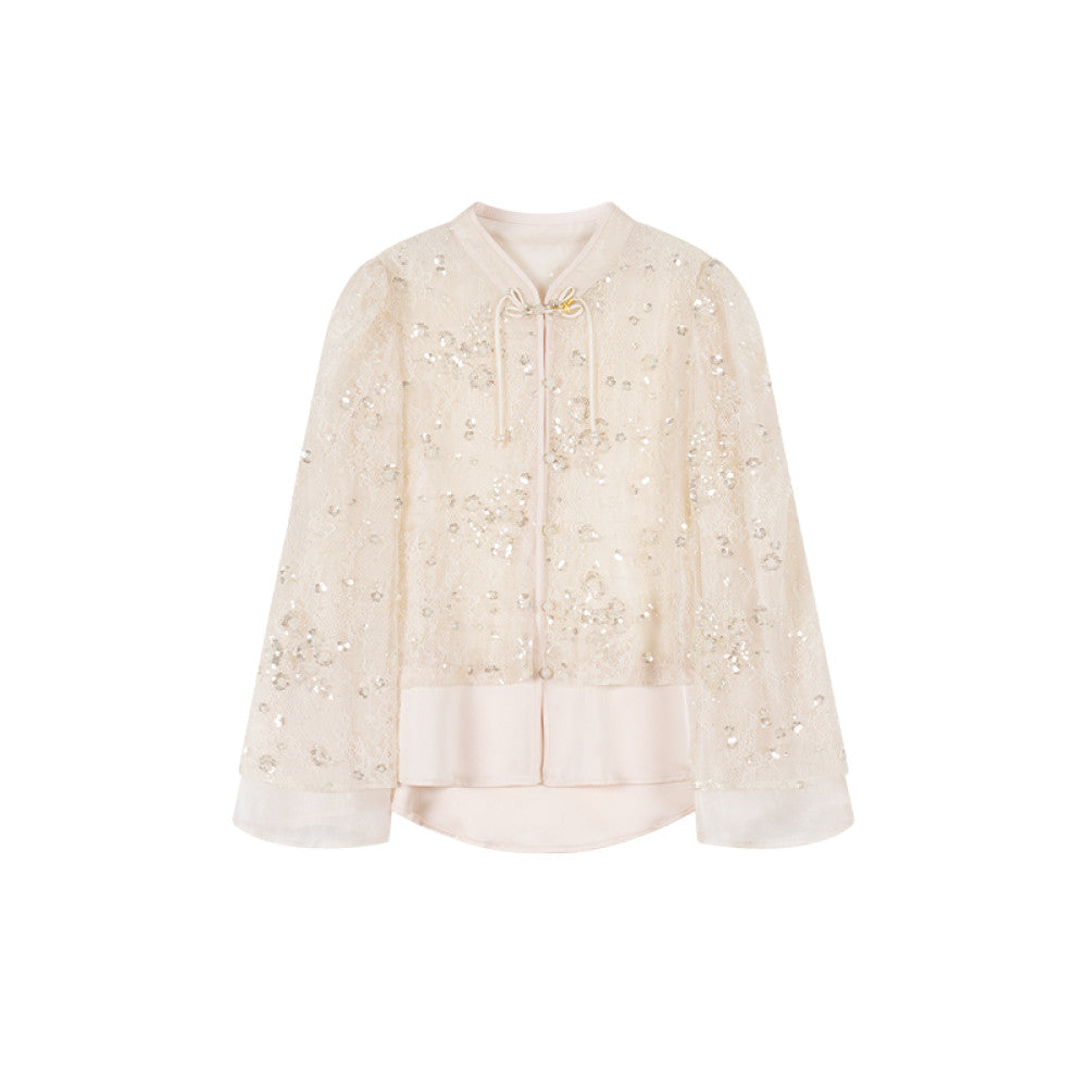 Wonderland Firefly Flying Flower Original Lace Embroidered Bead Top Soft Satin Strap Half Skirt Set image 10