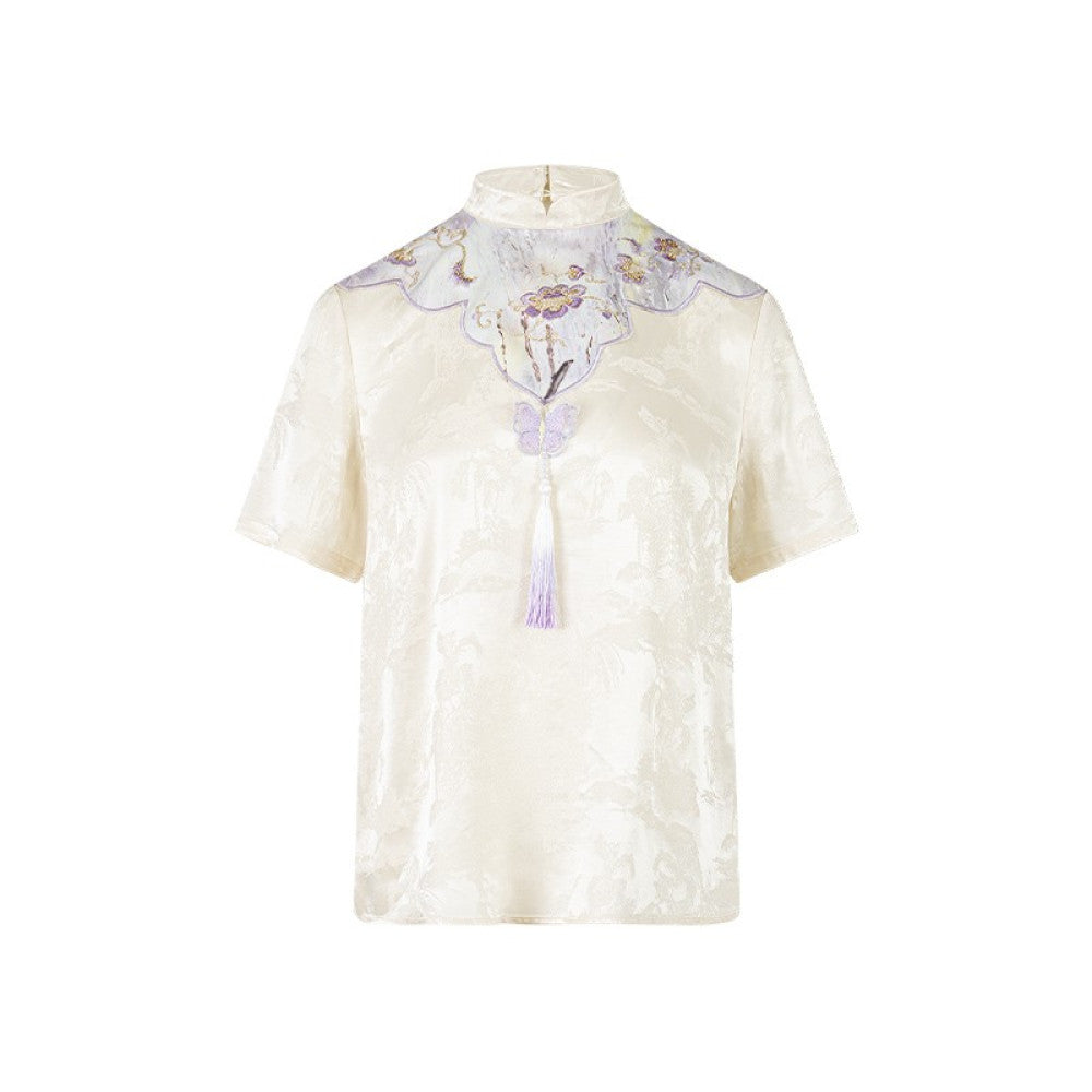 Wuyan Yihe Mei Dai New Chinese Style Silk Jacquard Heavy Embroidery Top Bleach Purple Skirt Pants image 12