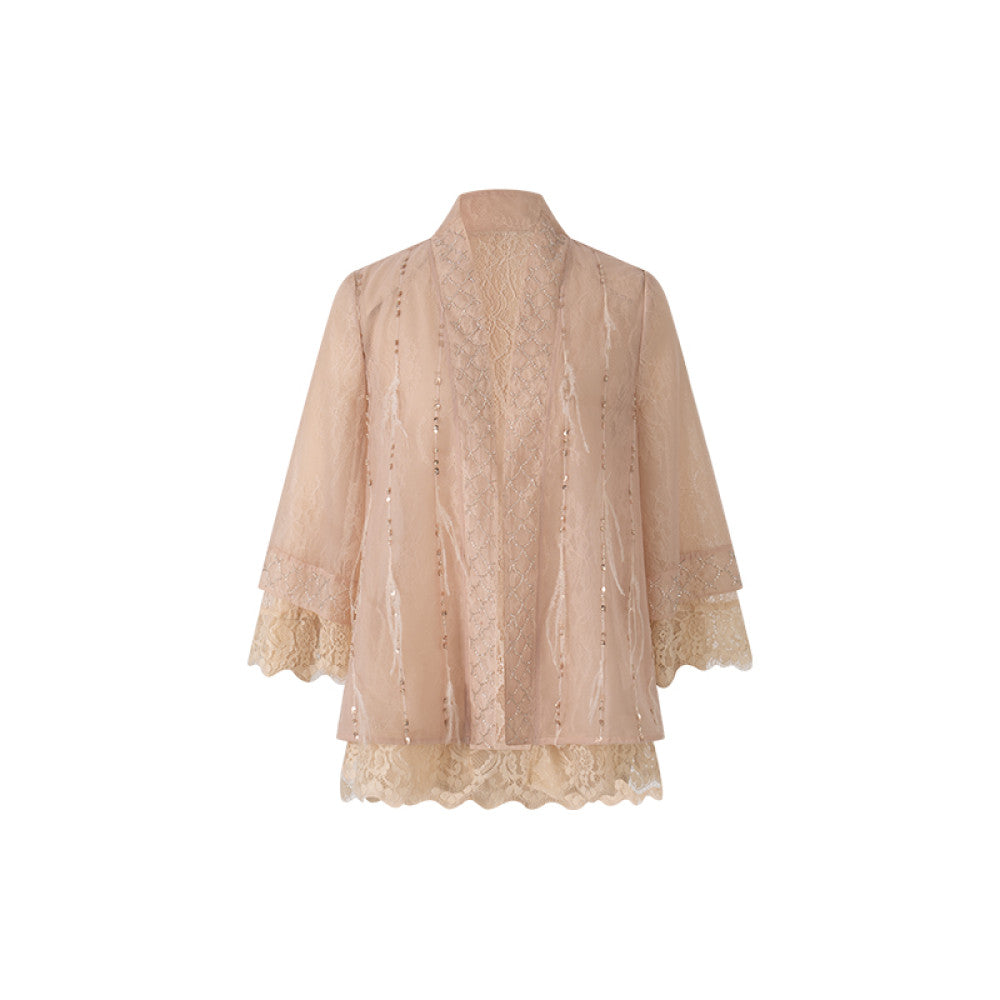 Wuyan Yihe Finger Silk Quietly Luxury Chinese Style Feather Silk Coat Satin Strap Skirt image 10