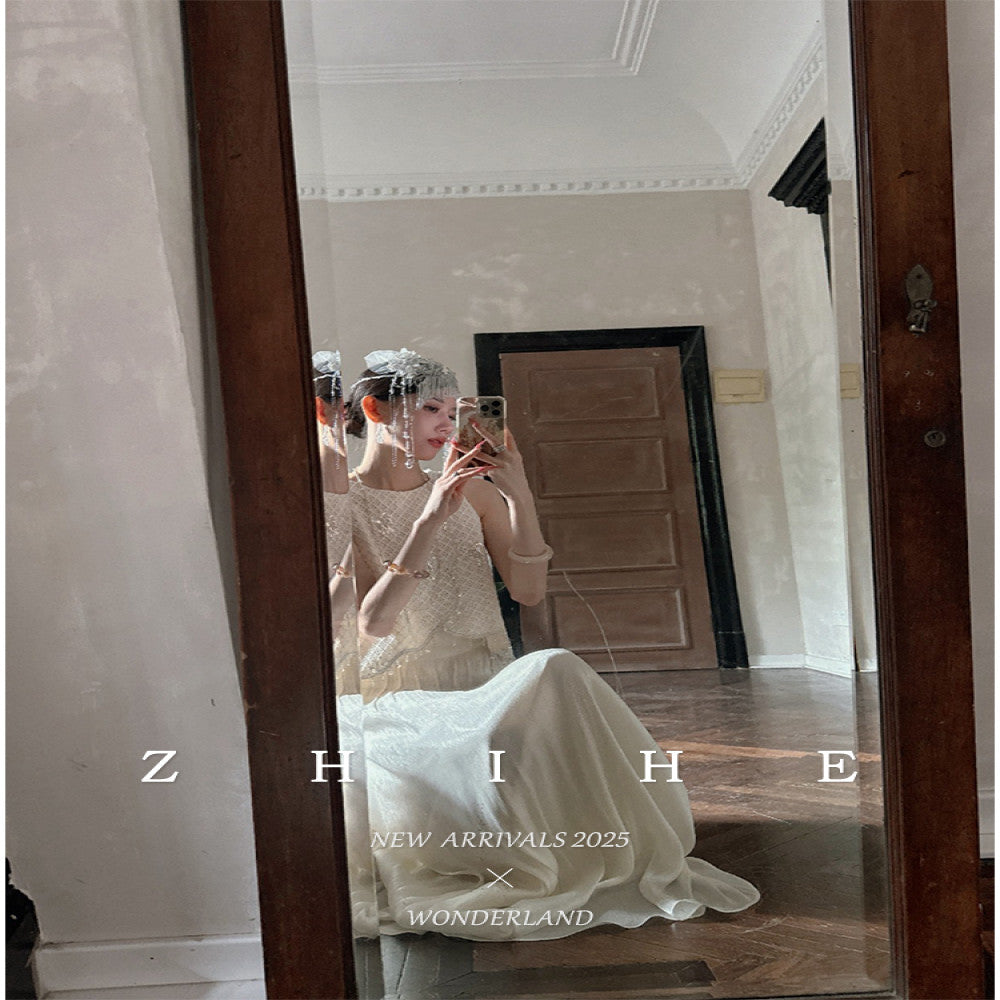 Wuyan Yihe Floating World Elegy Light Luxury Wind Style Su Two Wear Tank Top Hundred Fold Half Skirt Gold Set image 4