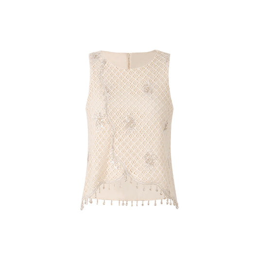 ASAYA4515 - Sleeveless Crystal Beaded Top & Maxi Skirt ✨🤍