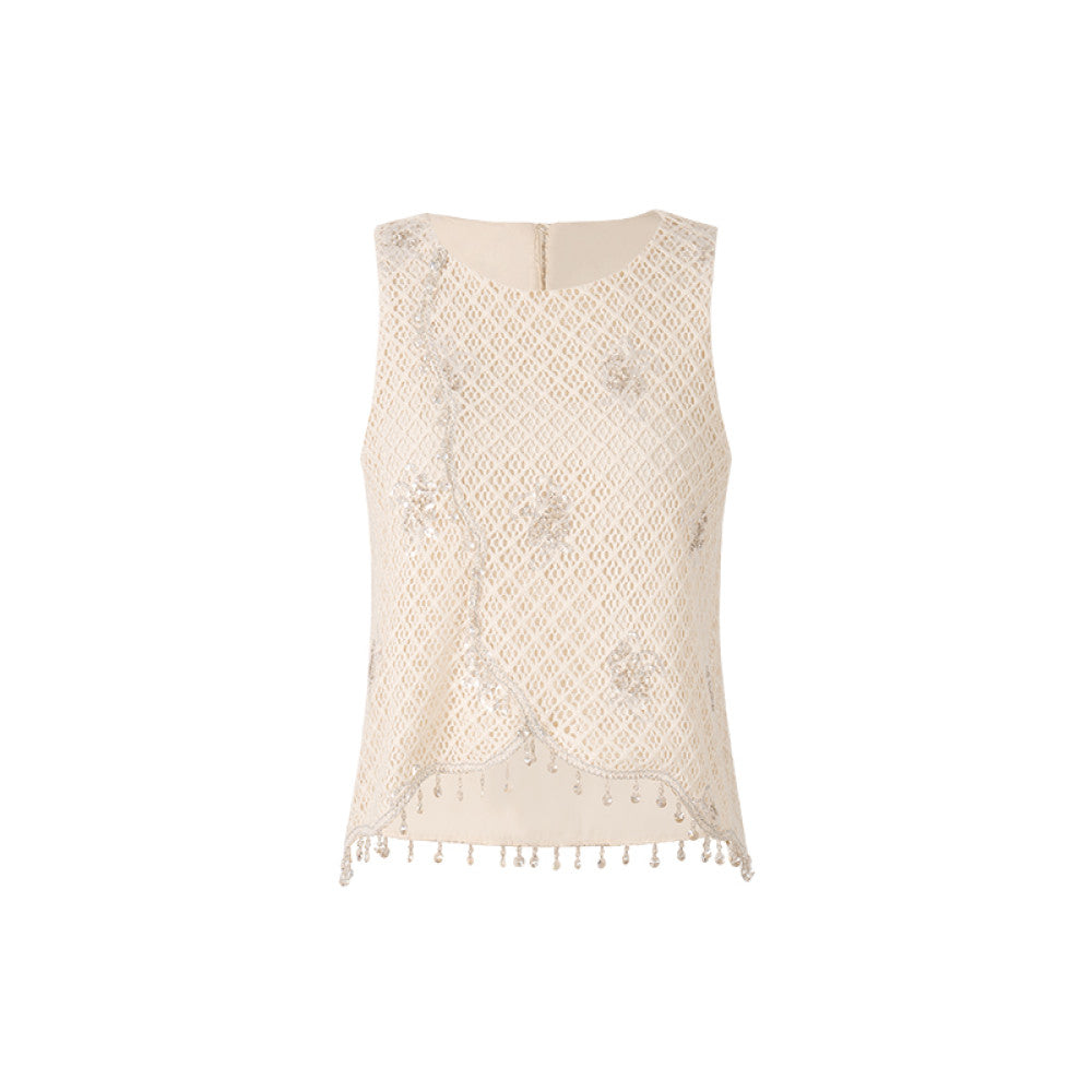 Wuyan Yihe Floating World Elegy Light Luxury Wind Style Su Two Wear Tank Top Hundred Fold Half Skirt Gold Set image 13