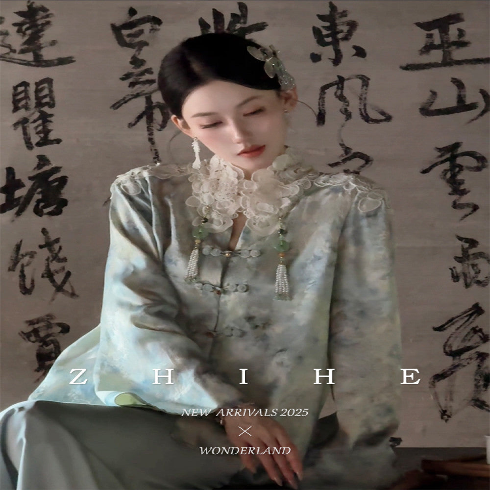 Wuyan Yihe Tai Huadu National Style Original 100 Person Silk Jacquard Lace Coat Satin Half Skirt image 5