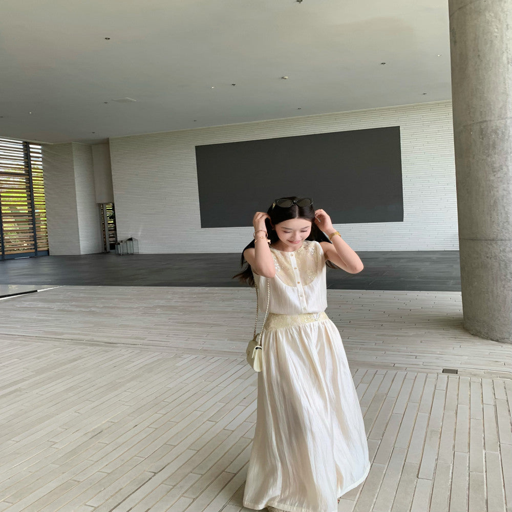 ASAYA4508 – Silk-Blend Embroidered flowing Pants set 🌸✨